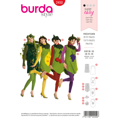 Patron Burda Carnaval 2450 - Déguisement Tutti Frutti Femme