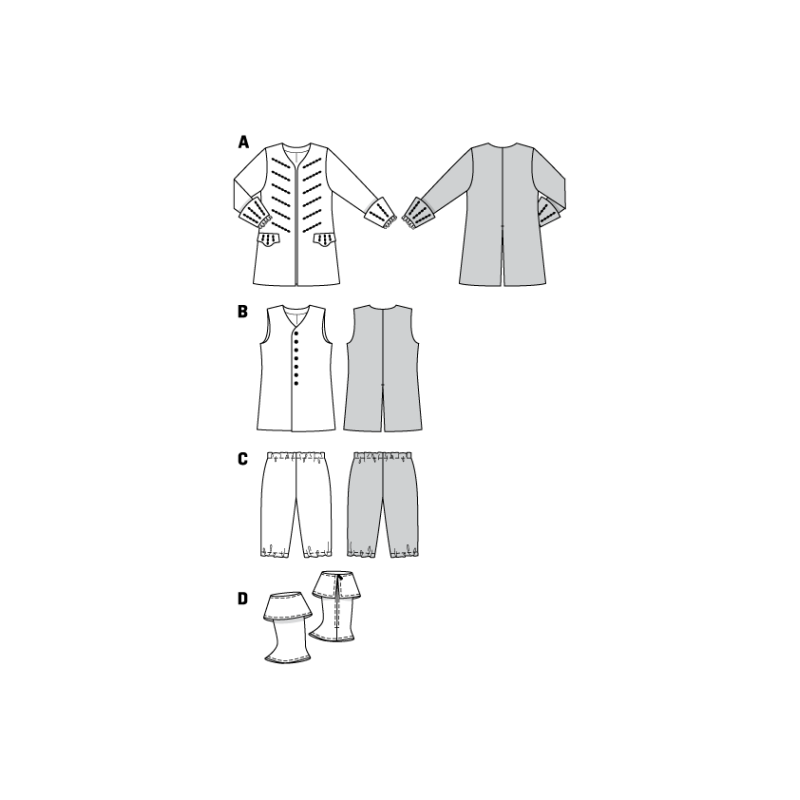 Patron Burda Carnaval 2452 - Déguisement Historique Pirate enfant