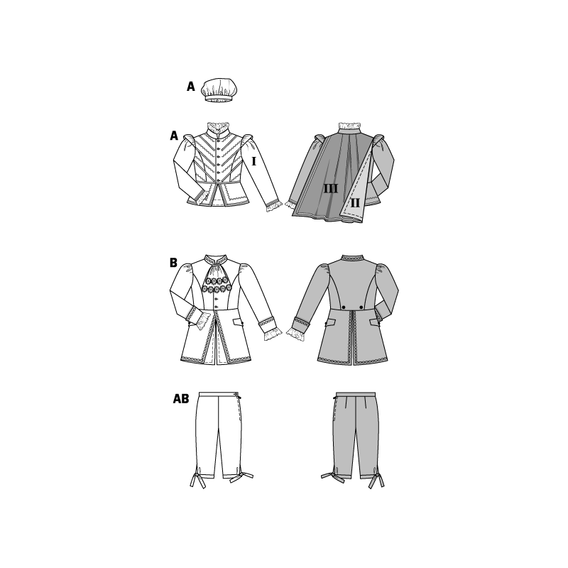 Patron Burda Carnaval 2461 - Déguisement Historique Prince et Mozart enfant