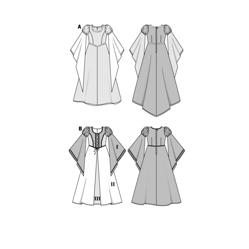 Patron Burda Carnaval 2463 - Déguisement Historique Fée et Princesse médiévale enfant