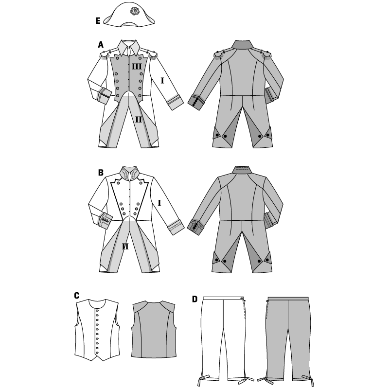 Patron Burda Carnaval 2471 - Déguisement Historique Napoléon Homme