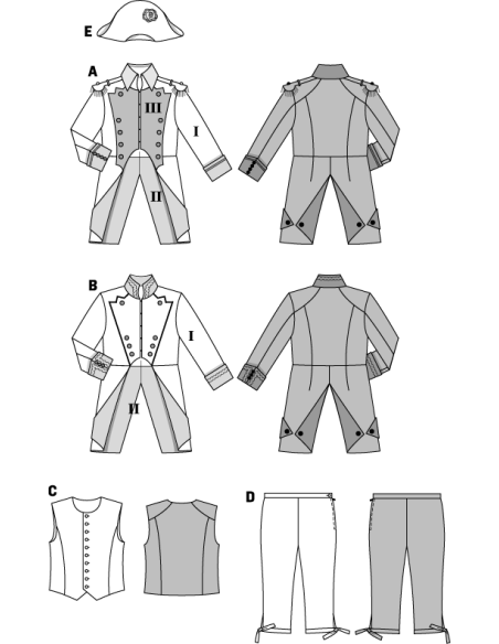 Patron Burda Carnaval 2471 - Déguisement Historique Napoléon Homme