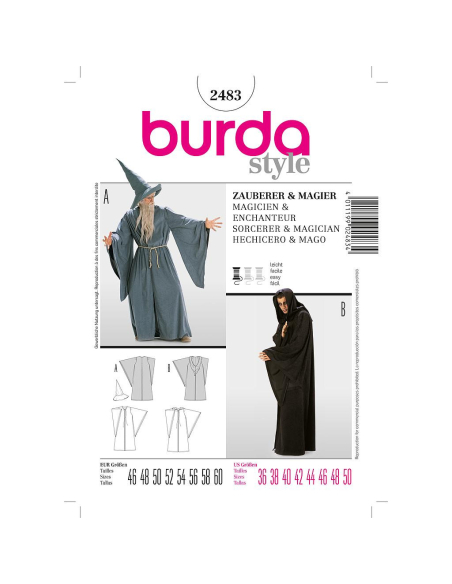 Patron Burda Carnaval 2483 - Déguisement Magicien et Enchanteur Homme