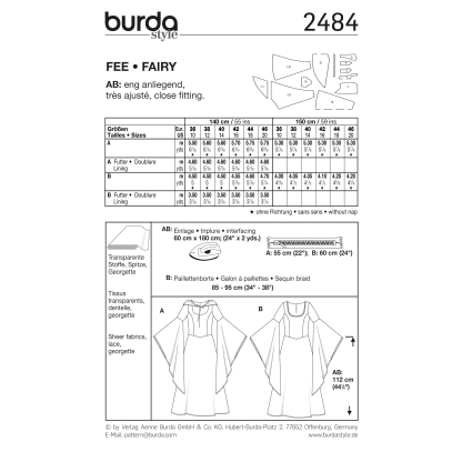 Patron Burda Carnaval 2484 - Déguisement Historique Fée Femme 2