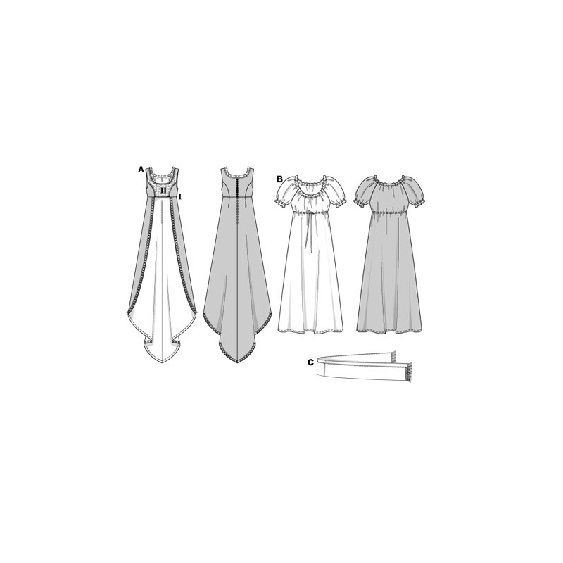 Patron Burda Carnaval 2493 - Déguisement Historique Joséphine Femme