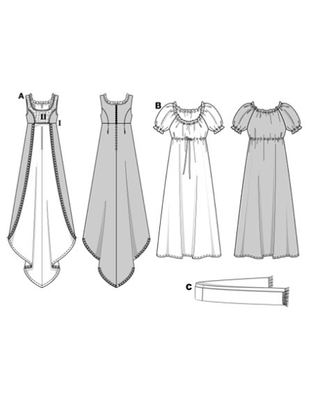 Patron Burda Carnaval 2493 - Déguisement Historique Joséphine Femme