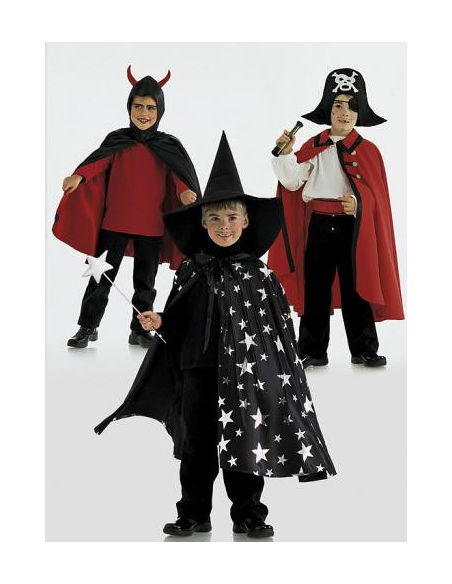 Patron Burda Carnaval 2494 - Déguisement Cape et Chapeau de Magicien, Pirate et Diable enfant