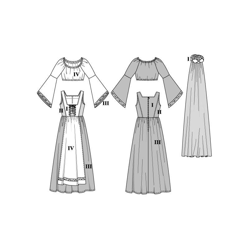 Patron Burda Carnaval 2509 - Déguisement Historique Châtelaine Femme