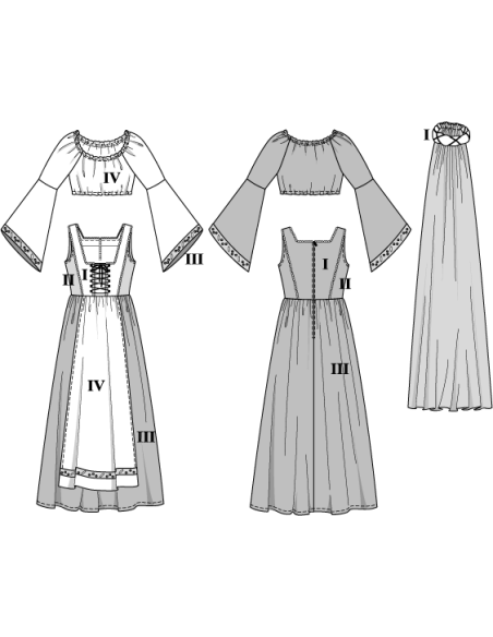 Patron Burda Carnaval 2509 - Déguisement Historique Châtelaine Femme