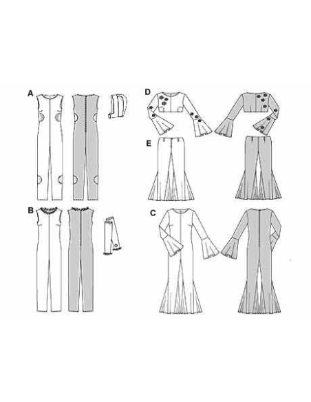 Patron Burda Carnaval 2511 - Déguisement Combi Hippie , sorcière, futuriste et animal Femme