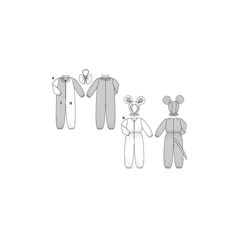 Patron Burda Carnaval 2524 - Déguisement Arlequin et Chat enfant