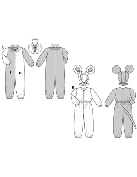 Patron Burda Carnaval 2524 - Déguisement Arlequin et Chat enfant