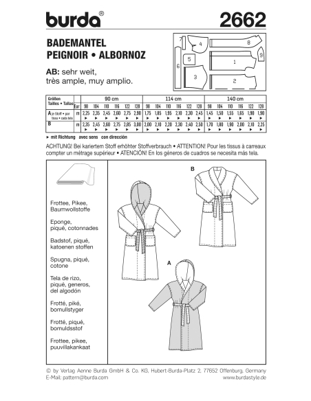 Patron N°2662 Burda kids - Peignoir