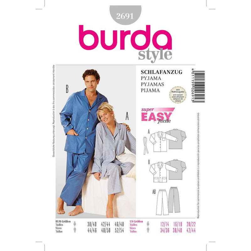 Patron Burda 2691 - Pyjama