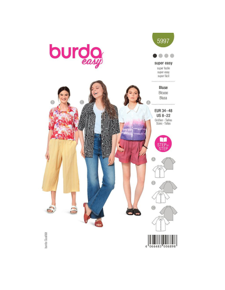 Patron Burda 5997 - Blouse manches raglan Femme