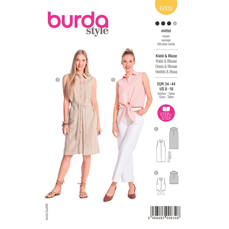 Patron Burda 6003 - Robe chemisier et Blouse