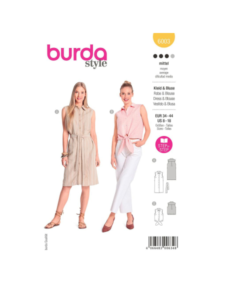 Patron Burda 6003 - Robe chemisier et Blouse