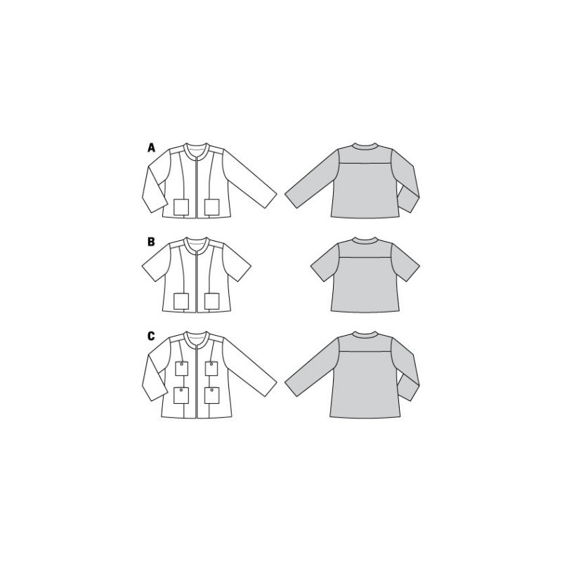 Patron Burda 6006 - Veste courte, coupe droite et col droit