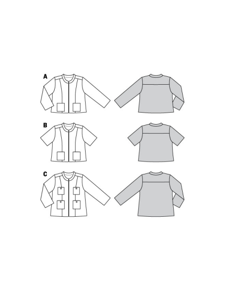 Patron Burda 6006 - Veste courte, coupe droite et col droit