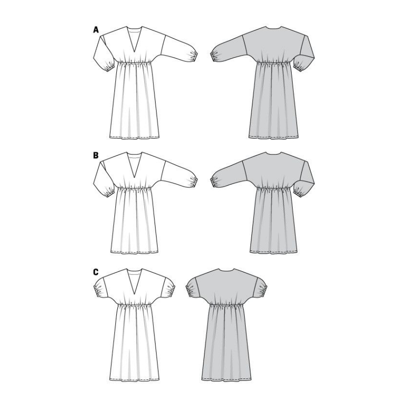 Patron Burda 6007 - Robe à enfiler, col V et élastique