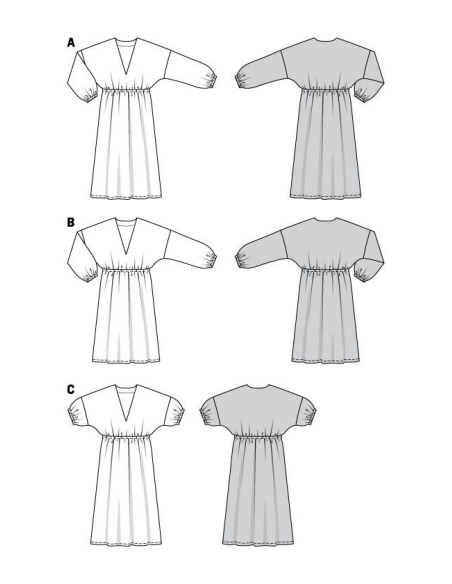 Patron Burda 6007 - Robe à enfiler, col V et élastique