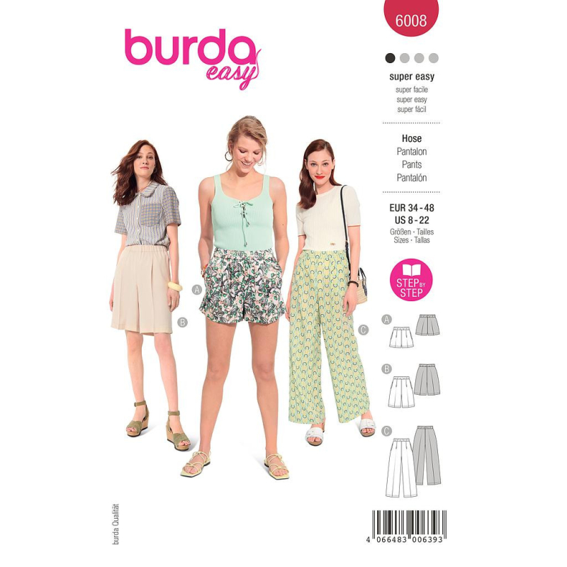 Patron Burda 6008 - Pantalon avec taille élastique