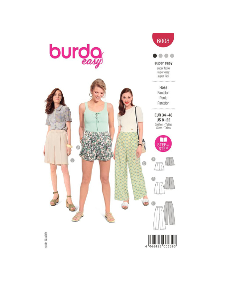 Patron Burda 6008 - Pantalon avec taille élastique