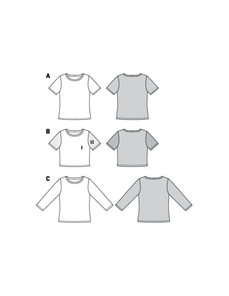 Patron Burda 6010 - T-shirts basiques avec variations