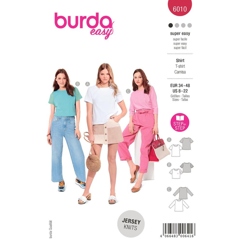 Patron Burda 6010 - T-shirts basiques avec variations