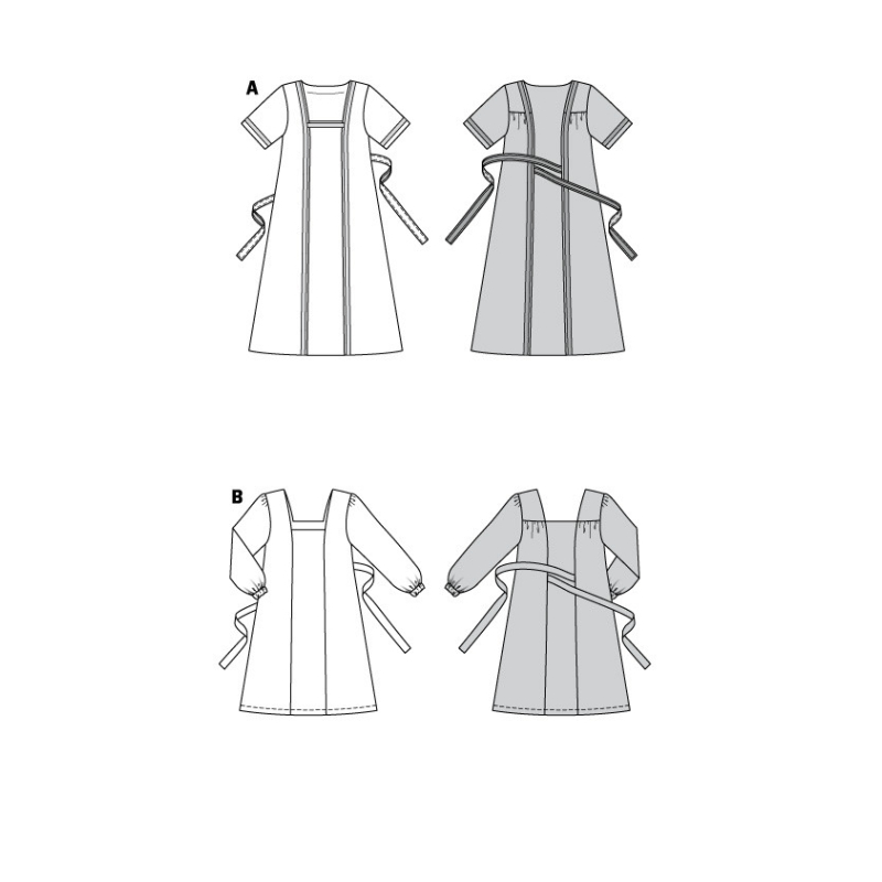 Patron Burda 6014 - Robe, encolure carré et liens à noués à la taille