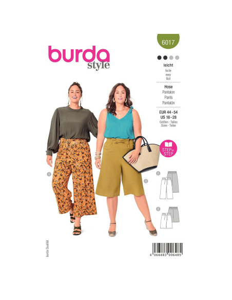 Patron Burda 6017 - Pantalon ample fluide avec large ceinture