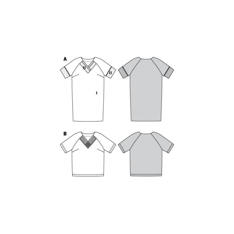 Patron Burda 6018 - Robe et T-shirt à manches raglan