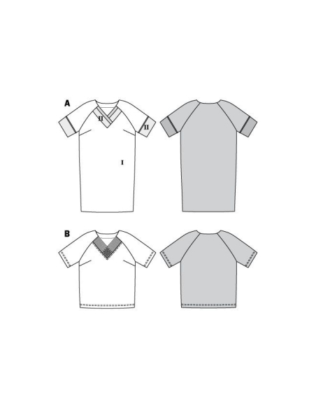 Patron Burda 6018 - Robe et T-shirt à manches raglan