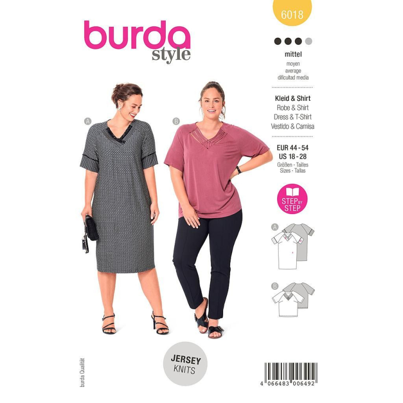Patron Burda 6018 - Robe et T-shirt à manches raglan