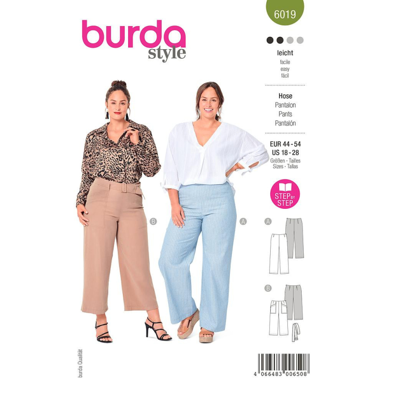 Patron Burda 6019 - Pantalon large à jambe droite