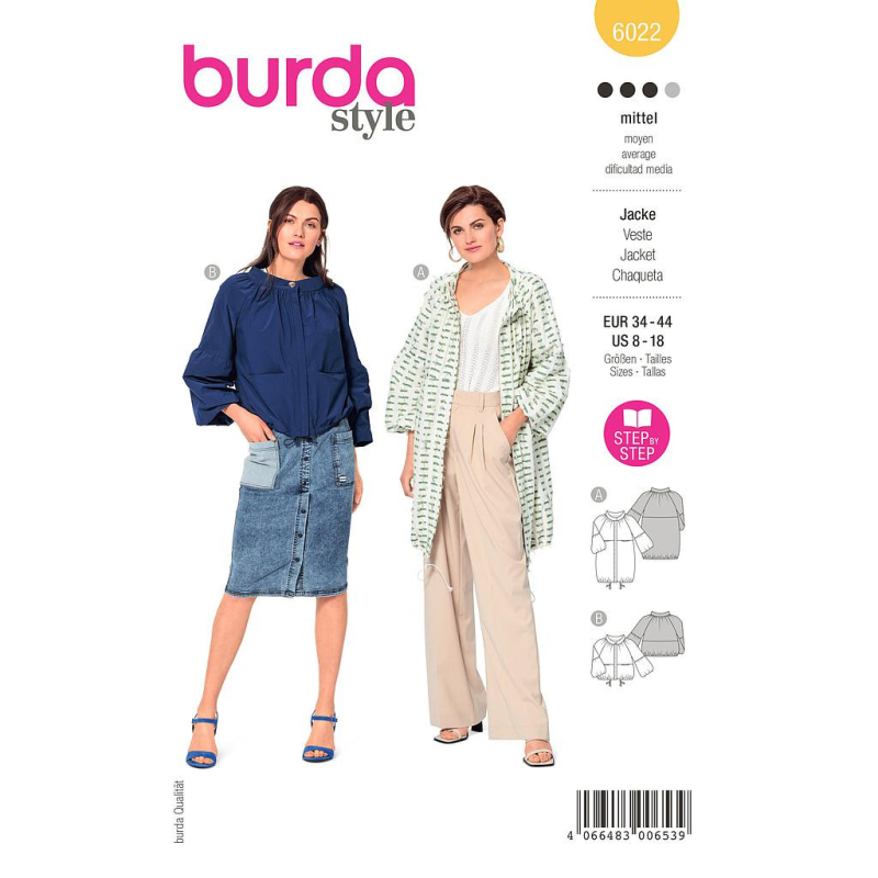 Patron Burda 6022 - Vestes style Parka avec variations