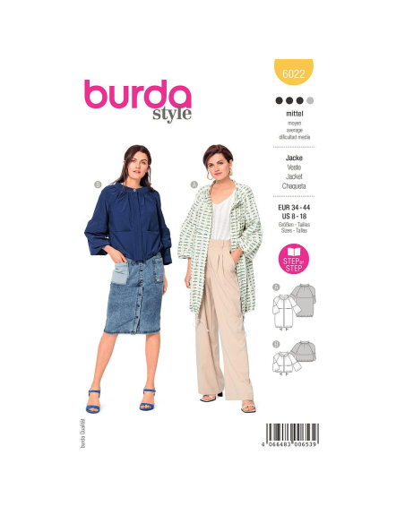 Patron Burda 6022 - Vestes style Parka avec variations