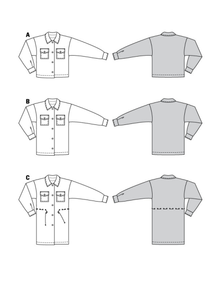 Patron Burda 6024 - Vestes sportives style chemises canadiennes