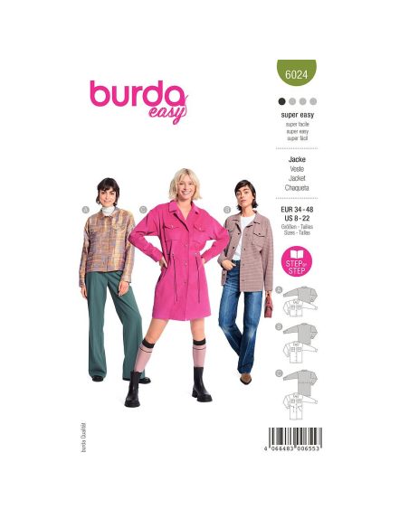 Patron Burda 6024 - Vestes sportives style chemises canadiennes