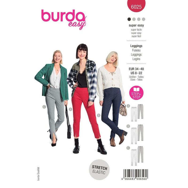 Patron Burda 6025 - Pantalons style leggins qui amincissent la silhouette