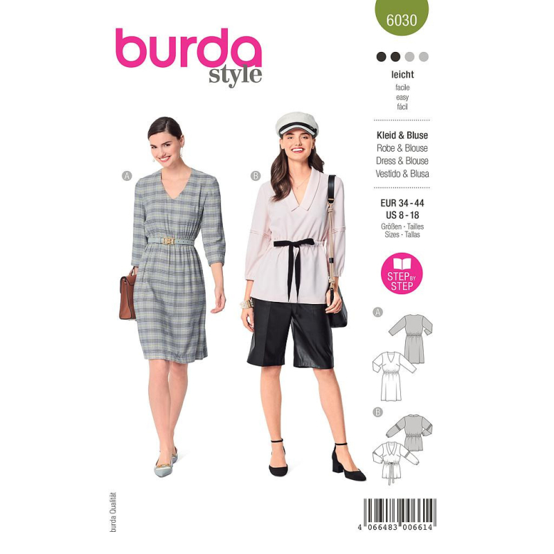 Patron Burda 6030 - Robe et blouse, encolure V