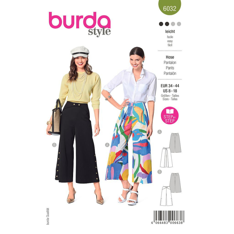 Patron Burda 6032 - Pantalons avec pans latéraux