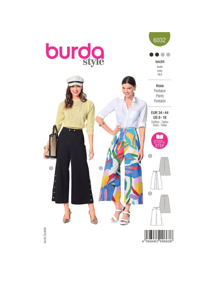 Patron Burda 6032 - Pantalons avec pans latéraux