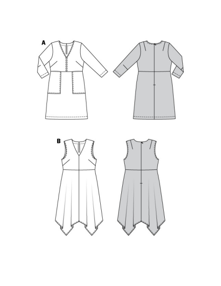 Patron Burda 6036 - Robe avec variations