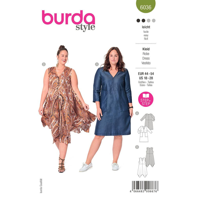Patron Burda 6036 - Robe avec variations