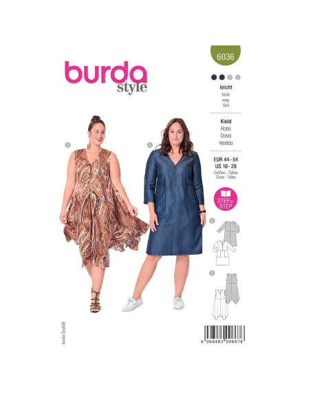 Patron Burda 6036 - Robe avec variations