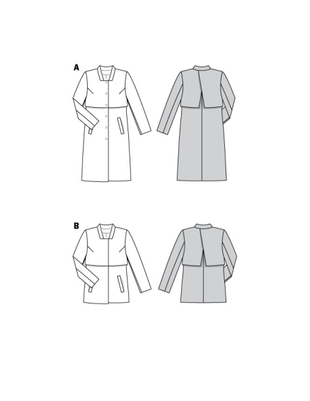 Patron Burda 6041 - Manteau et Veste avec bavolet et petit col montant