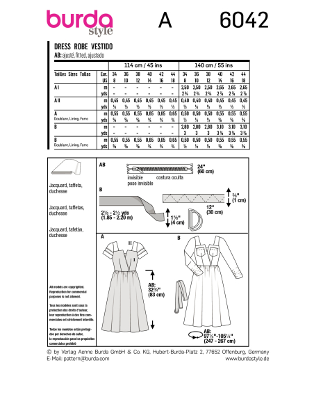 Patron Burda 6042 - Robes au look rétro
