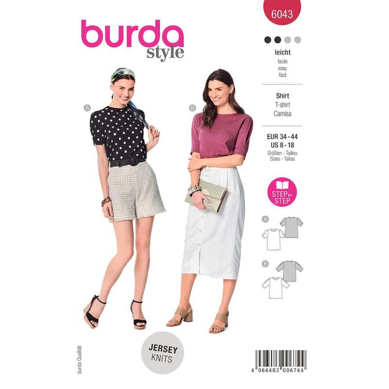 Patron Burda 6043 - Tops épurés avec manches à plis