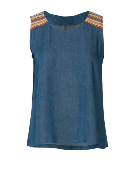 Patron Burda 6201 - Top trapèze femme col rond avec ou sans ceinture ruban